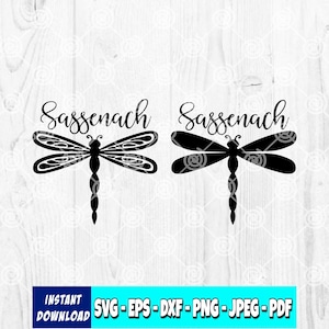 Sassenach Dragonfly SVG: Outlander-inspirerad klippfil (digital nedladdning)