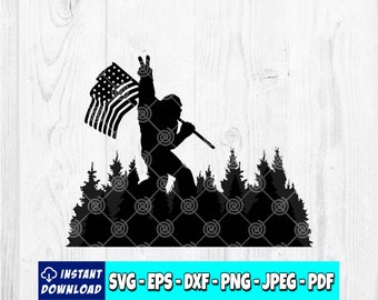 Znak pokoju Bigfoot z amerykańską flagą SVG – Sasquatch Yeti (plik cyfrowy)
