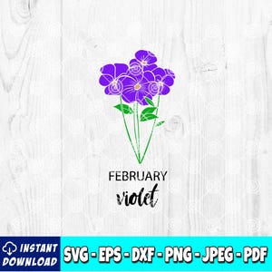 Flor de nacimiento de febrero SVG / Violeta svg / Flor del mes de nacimiento / Clipart de flor de nacimiento / Archivo de corte / Archivo svg / Archivo de corte / Descarga instantánea