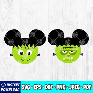 Mouse Head SVG | Frankenstein svg | Frankenstein Face svg | Halloween Clipart | Mickey Halloween svg | Mickey Head | Cartoon svg | Digital