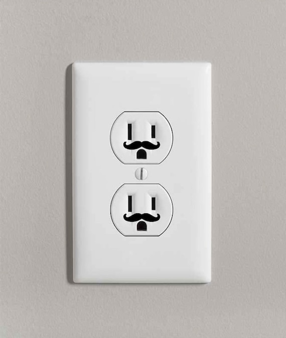 Mustache Outlet Decals: Funny Home Decor, Removable Vinyl (24 qty)