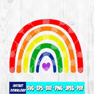Rainbow SVG |  Hand Drawn Rainbow svg | LGBTQ svg | 6 Color Rainbow | Cut File | PNG Sublimation | Instant Digital Download