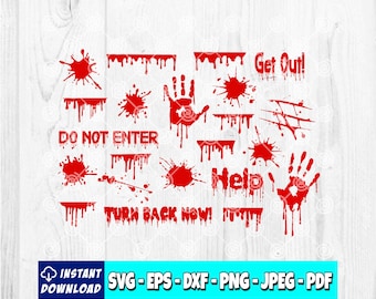 Blood Drips Bundle SVG | Bloody Hands svg | Blood Slashes svg | Crime Scene | Blood svg | Dripping Blood svg | Halloween svg | Blood clipart