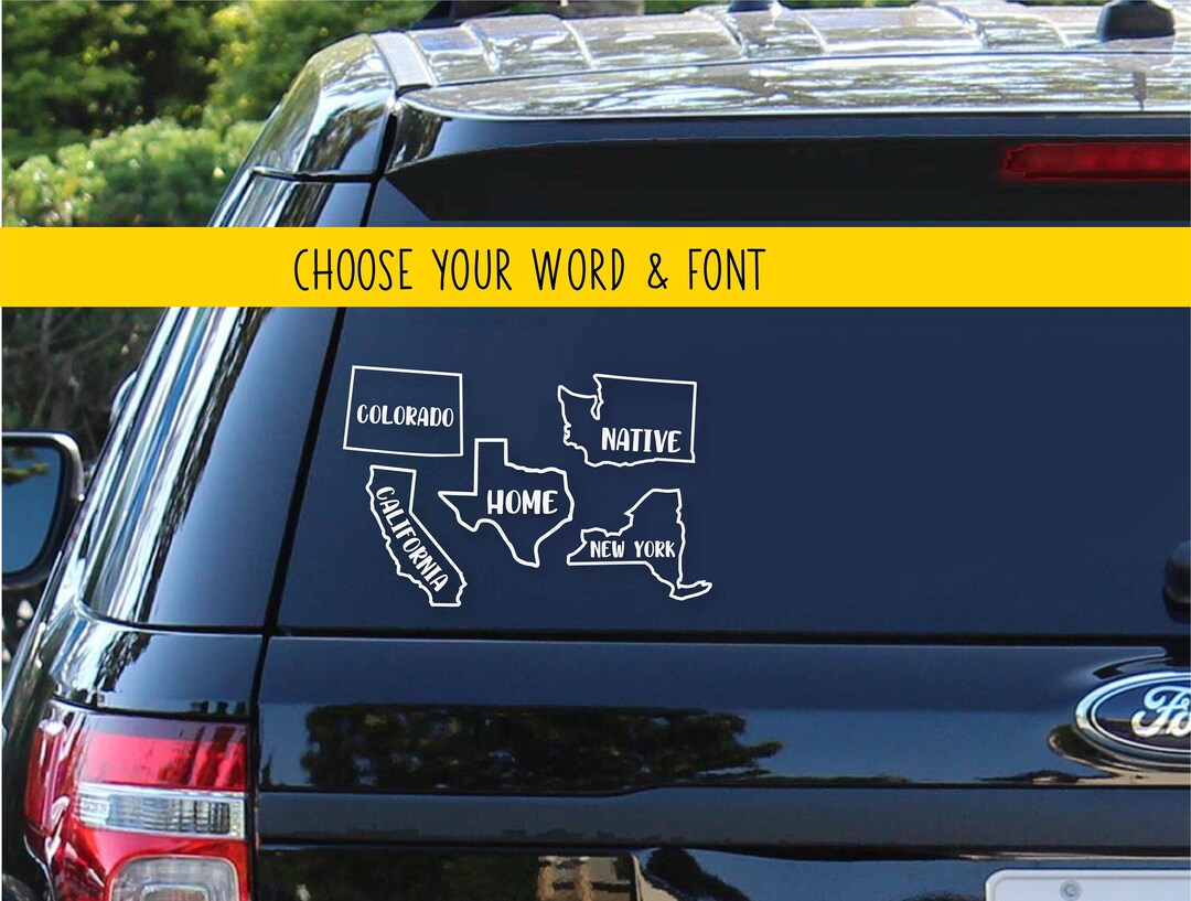 State Outline Decal | State Shape | Custom Text | Personalize Decal ...