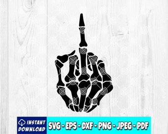 Skeleton Middle Finger SVG: Funny Halloween Adult Humor (Digital File)