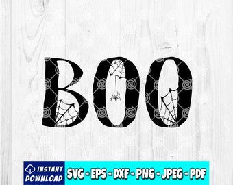 Boo SVG, Halloween Boo Svg, Spider Web Boo Cut File, Spooky Halloween Png, Spider Svg, Cricut Silhouette (Digital Download)