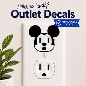 Funny Mouse Outlet Decals, Removable Vinyl Outlet Sticker, Mouse Face Wall Decor, Cute Home Decor, Housewarming Gift, Rental Friendly