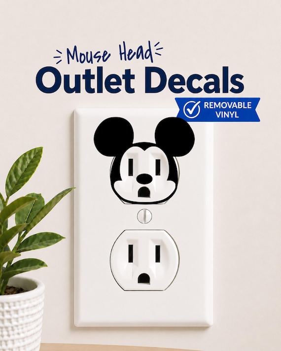 Funny Mouse Outlet Decals, Removable Vinyl Outlet Sticker, Mouse Face Wall Decor, Cute Home Decor, Housewarming Gift, Rental Friendly