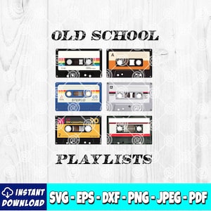 Lista de reproducción de la vieja escuela SVG, Archivo digital de los 90, SVG retro, SVG de los 80 y 90, Cinta de casete, Digital vintage, Ideas de regalo, Cumpleaños de los 90