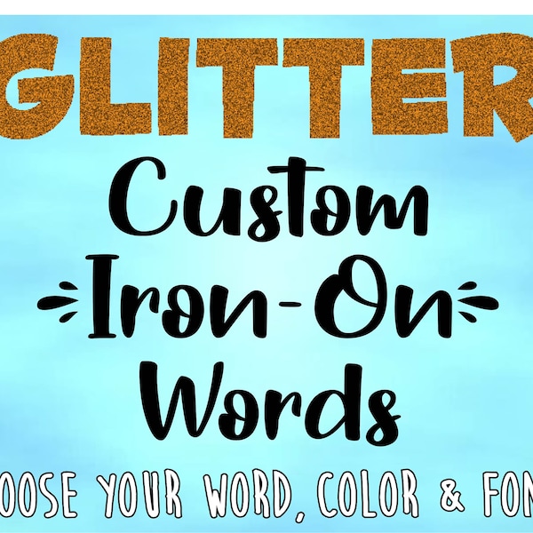 Custom Glitter Text Iron On Etsy