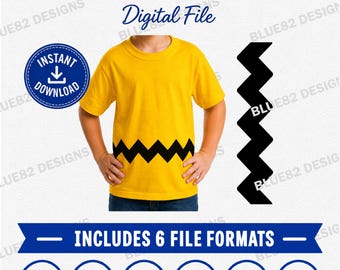 Zickzack-SVG, T-Shirt-Design-SVG, Halloween-Kostüm-SVG, Zickzack-Schnittdatei, Kinderkostüm-Design, Cricut Silhouette Digitaler Download