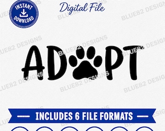 Adopt Paw SVG, Dog Adoption svg, Rescue Dog svg, Pet Adoption, Dog Paw svg, Animal Rescue, Adopt Dont Shop, Cricut Design (Digital Download)