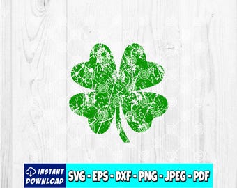 Trébol desgastado SVG: Clipart irlandés del Día de San Patricio (Descarga digital)