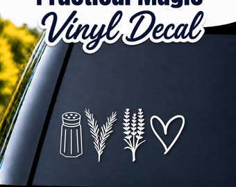 Practical Magic Car Decal, Movie Inspired, Farmhouse Decal, Salt Shaker Vinyl Sticker, Botanical Car Window Decal, Outline or Solid