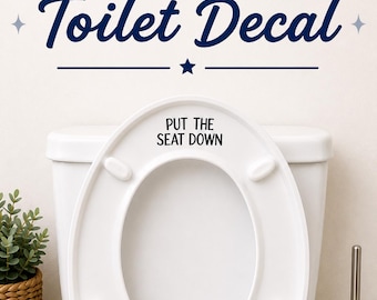 Grappige toiletsticker met de tekst "Doe de bril naar beneden", toiletsticker, vinylsticker voor de badkamer, grappige badkamerdecoratie, herinnering aan de toiletbril