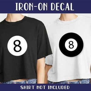 8 Ball Iron On Decal | Billiards Pool Ball | 8 Ball Pool | 8 Ball Costume | Halloween Costume | DIY Costume | Halloween Iron On