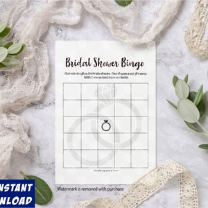 Plantilla de bingo nupcial / Descarga digital / Juego de bingo de despedida de soltera / Cartones de bingo imprimibles / Cartón de bingo editable / Digital