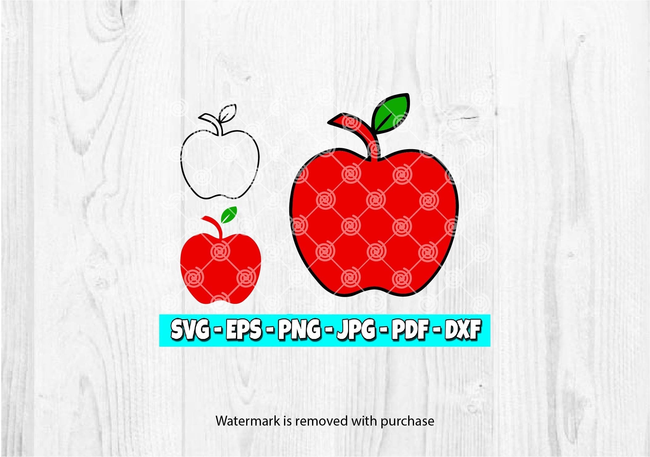 Apple SVG Outline Svg Red Apple Svg Teachers Apple | Etsy UK