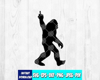 Funny Bigfoot Middle Finger SVG Clipart: Adult Humor Design (Digital File)