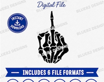Skelett-Mittelfinger-SVG, Skelett-Hand-SVG, Lustige Halloween-SVG, Gruselige Skelett-Schnittdatei, Unhöfliche Hand-Cricut-Silhouette-Digital-Download