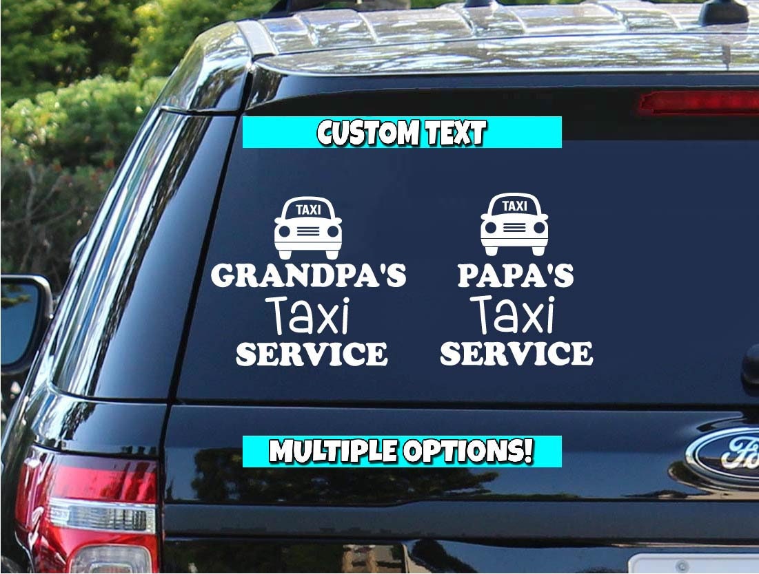 Grandpa's Taxi Service Car Decal - Custom Grandkids on Board