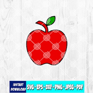Apple SVG / Contorno SVG / Manzana roja SVG / Manzana del profesor / Profesor SVG / Digital / Archivo de corte / Siluetas / Archivos Cricut / Archivos SVG / 99DIS