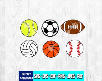 Sports Balls SVG Bundle: Baseball, Basketball, Football (Digital Download)