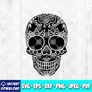 Sugar Skull SVG | Day Of The Dead | Día De Los Muertos | Skull svg | Mexican Skull | Skeleton svg | Halloween Clipart | Digital Download
