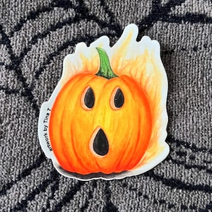 Watercolor Pumpkin Sticker: Spooky Halloween Jack O&#39; Lantern