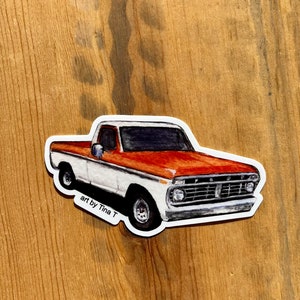 1974 Ford F100 Truck Sticker: Watercolor Die-Cut Weatherproof Decal