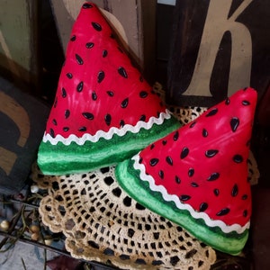 Watermelon Pillow Tucks, Watermelon Bowl Filler, Tiered Tray Decor, Summertime Decor, Watermelon Set, Dough Bowl Decor, Watermelon Slices