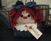 Raggedy Doll Shelf Sitter, Raggedy Stump Doll, Raggedy Doll, Raggedy Doll Lover, Annie, Annie Doll, Prim Doll,  Raggedy Doll Collector, FAPM