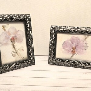 Two Original Miniature Orchid Paintings, Loose Watercolor Framed Flower Art, NOT A PRINT.