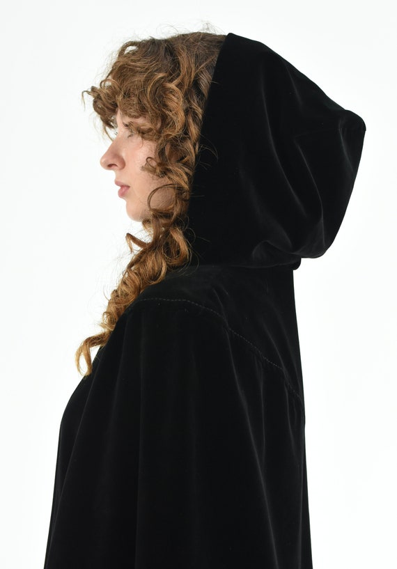 1950's Black Velvet Hooded Maxi Cape. - image 10