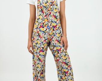 1970's Rainbow Floral Summer Jumpsuit Romper