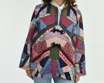 1980's Crazy Patchwork Handmade Bohemian Jacket Coat
