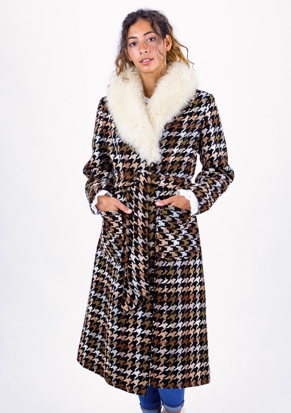 1970's Wool Check Faux Sheep Wool Trim Long Length