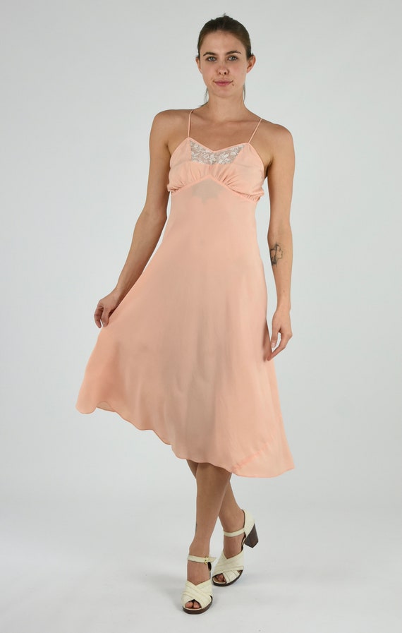 40’s Peach Rayon Ivory Lace Trim Slip main image 0