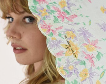 1980's Valentino Garavani Pastel Floral Print Sun Parasol