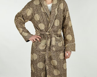 1980s Mens Lux Quilted Chinese Lounge Robe