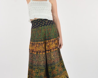 1970's Indian Cotton Bohemian Maxi Wrap Skirt