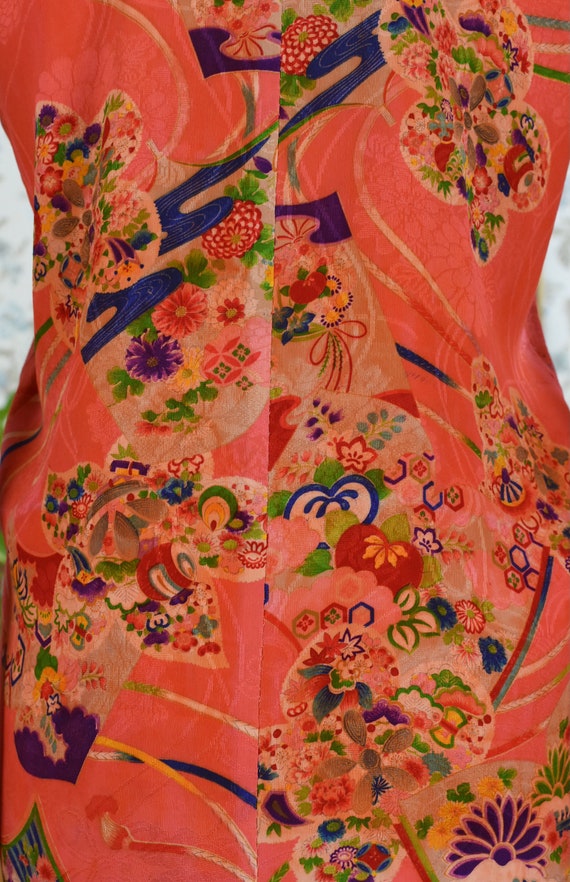 1930's Japanese Floral Silk Crepe Kimono Robe - Gem