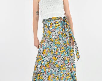 1970's Floral Print Summer Maxi Skirt