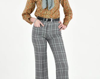 パンツ 1970s Wool flare trousers/Made in France Men Warm Wool Blend Flared Pants Retro 60s 70s Bell Bottom
