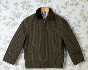 1960's Spicer Sports Checked Zip Front Jacket with Faux Fur Collar