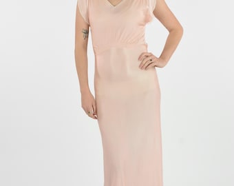 1940's Pale Pink Boudoir Maxi Nightgown