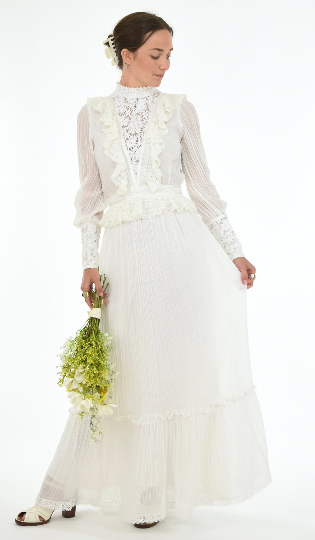 1970's Gunne Sax White Lace Victorian Style Wedding Maxi Dress - Etsy