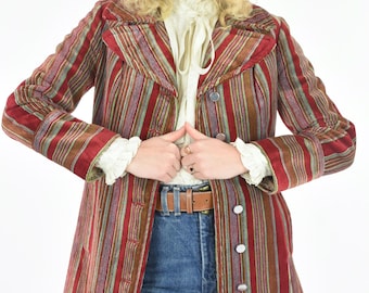 1970's Striped Velvet Bohemian Coat