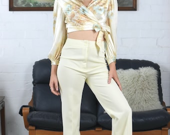 1970's High Waist Cream Long Length Pants