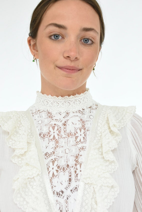 1970's Gunne Sax White Lace Victorian Style Wedding M… - Gem